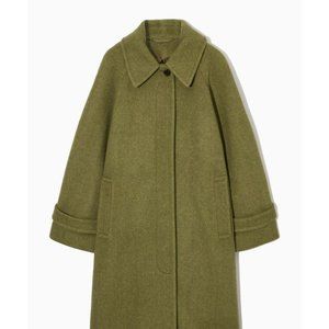 COS Women's Green Wool-blend Tailored Coat (Green, Size L)